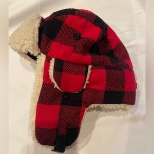 Crown Cap Red and Black Plaid Unisex Trapper Hat Size S